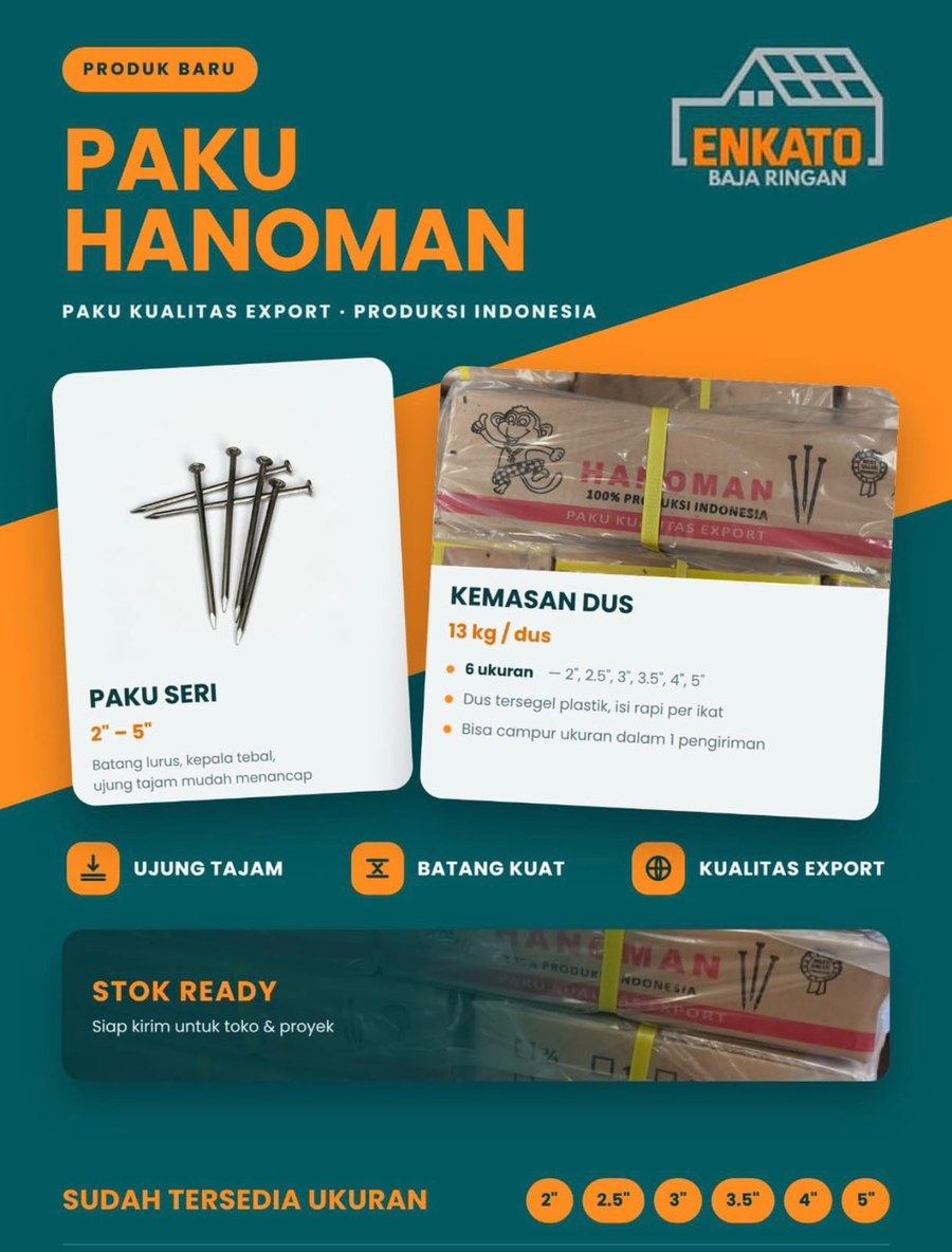 Materi promosi Paku Hanoman ukuran 2 sampai 5 inci